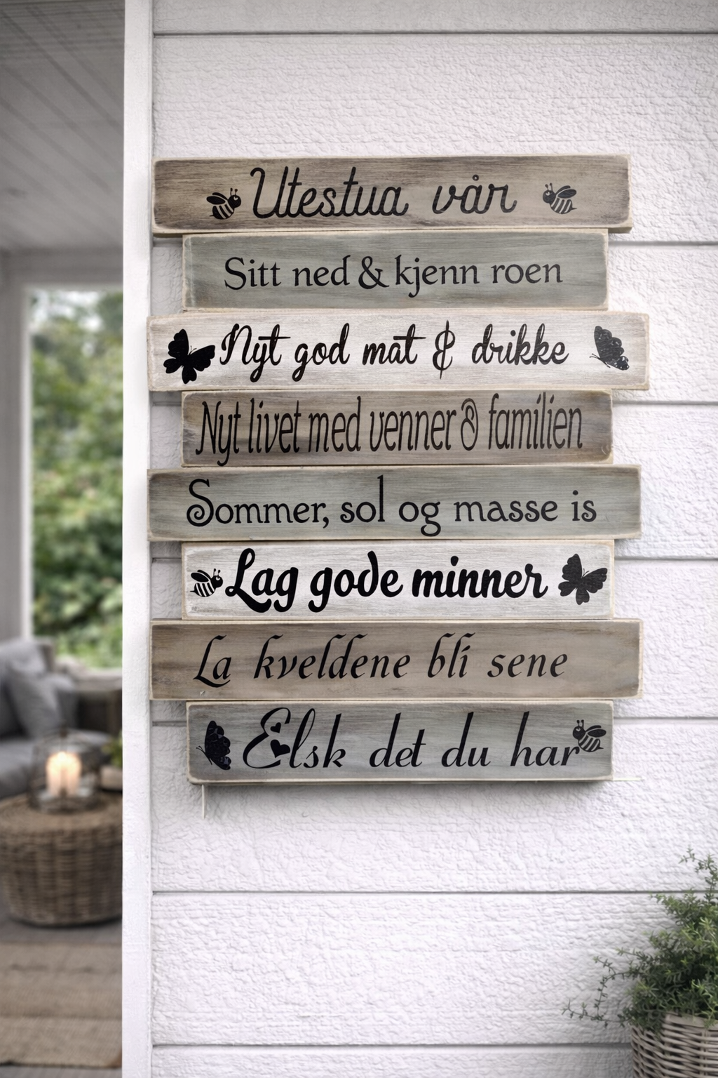 Personlig treskilt til utestua