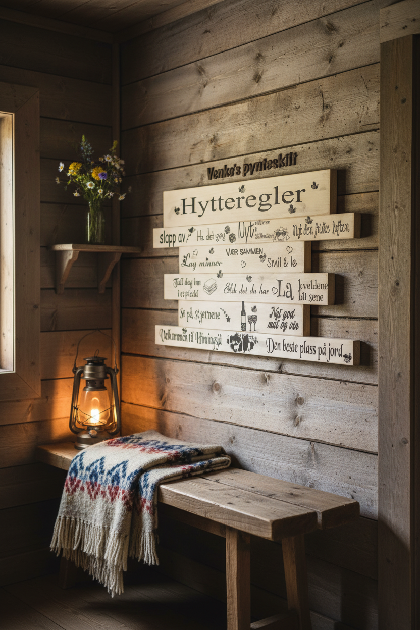 Stort hytteskilt i tre – personlig design
