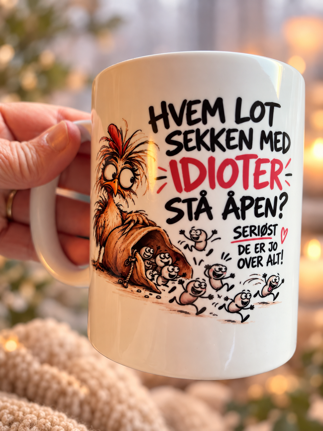 Krus med frekk humor og valgfritt navn