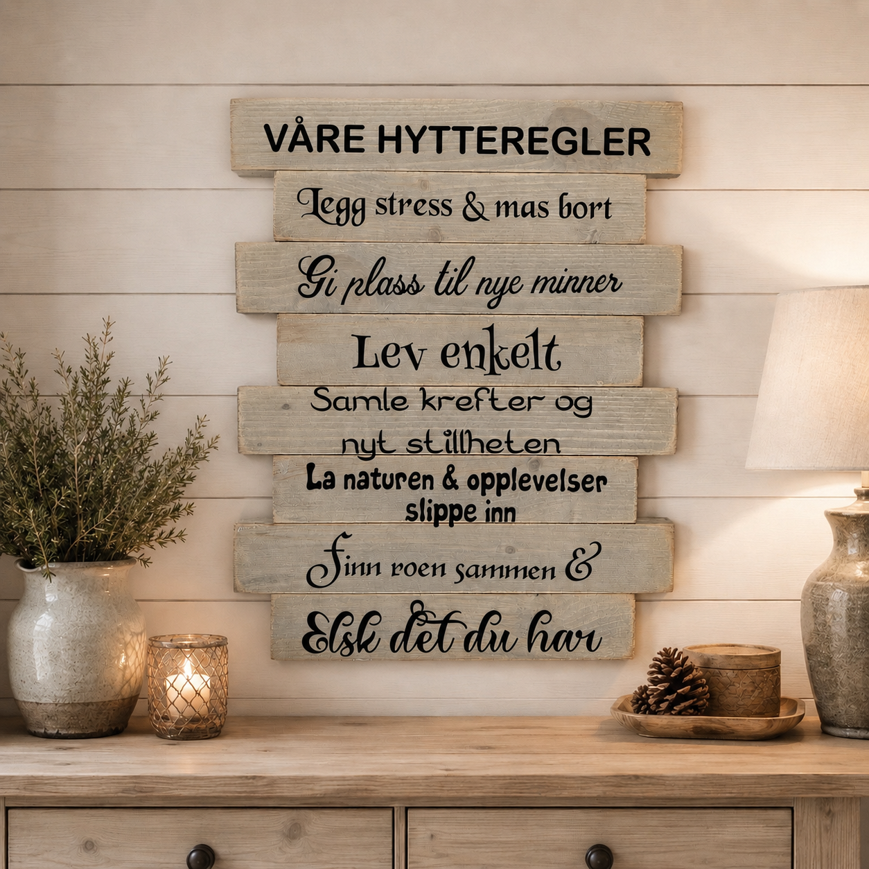 Hytteregler skilt til hytta – 39x31 cm – personlig