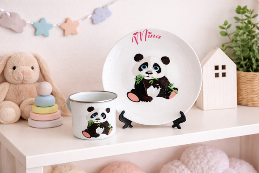 Kopp og tallerken med navn – perfekt gave!