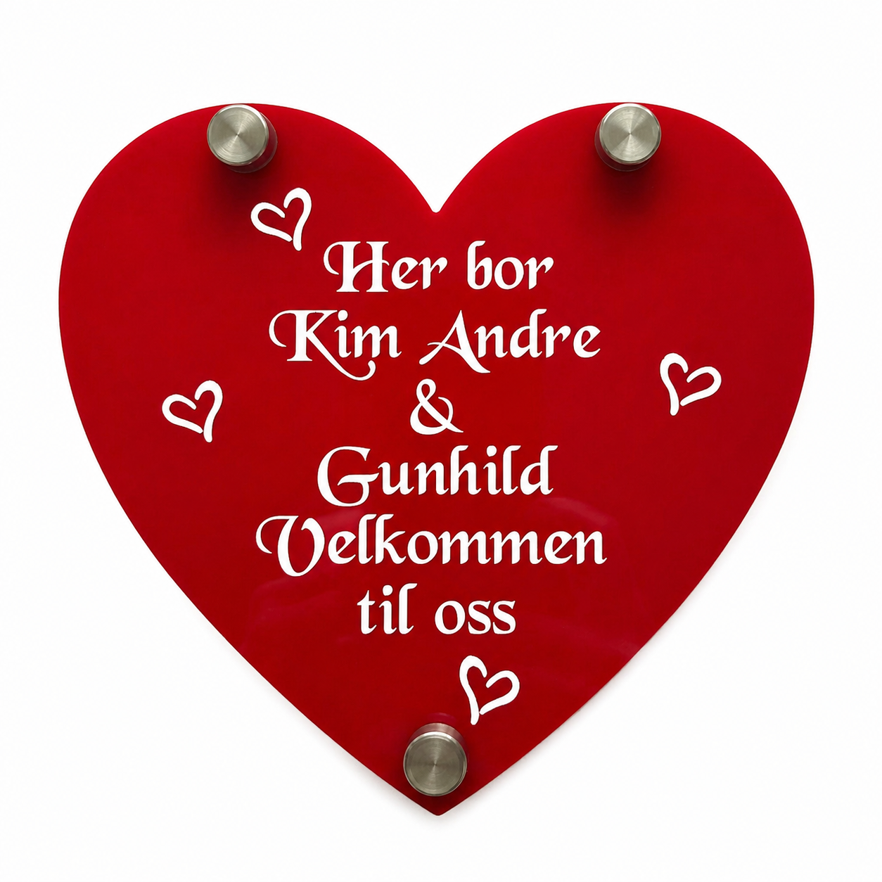 Personlig dørskilt i akryl -  hjerte