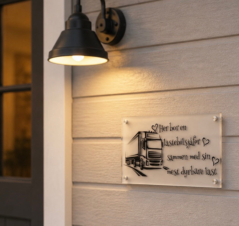 Humoristisk akrylskilt  –  gave til ulike yrker