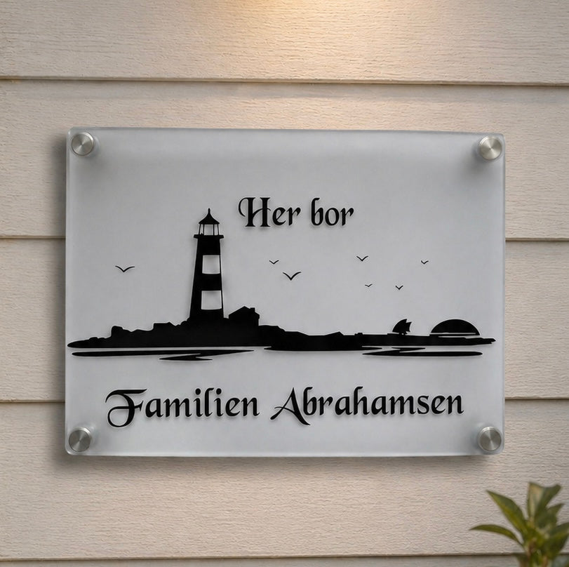 Personlig dørskilt i  akryl- 20x15 cm - frostet akryl
