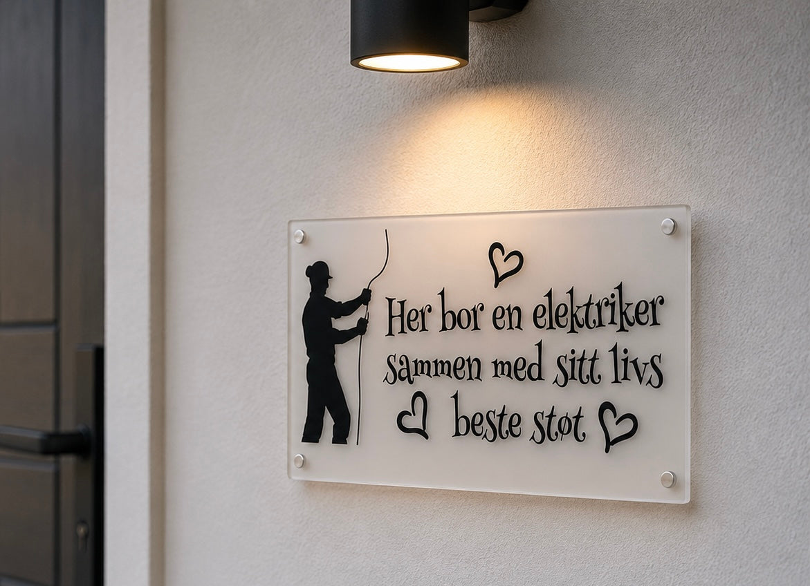 Humoristisk akrylskilt  –  gave til ulike yrker