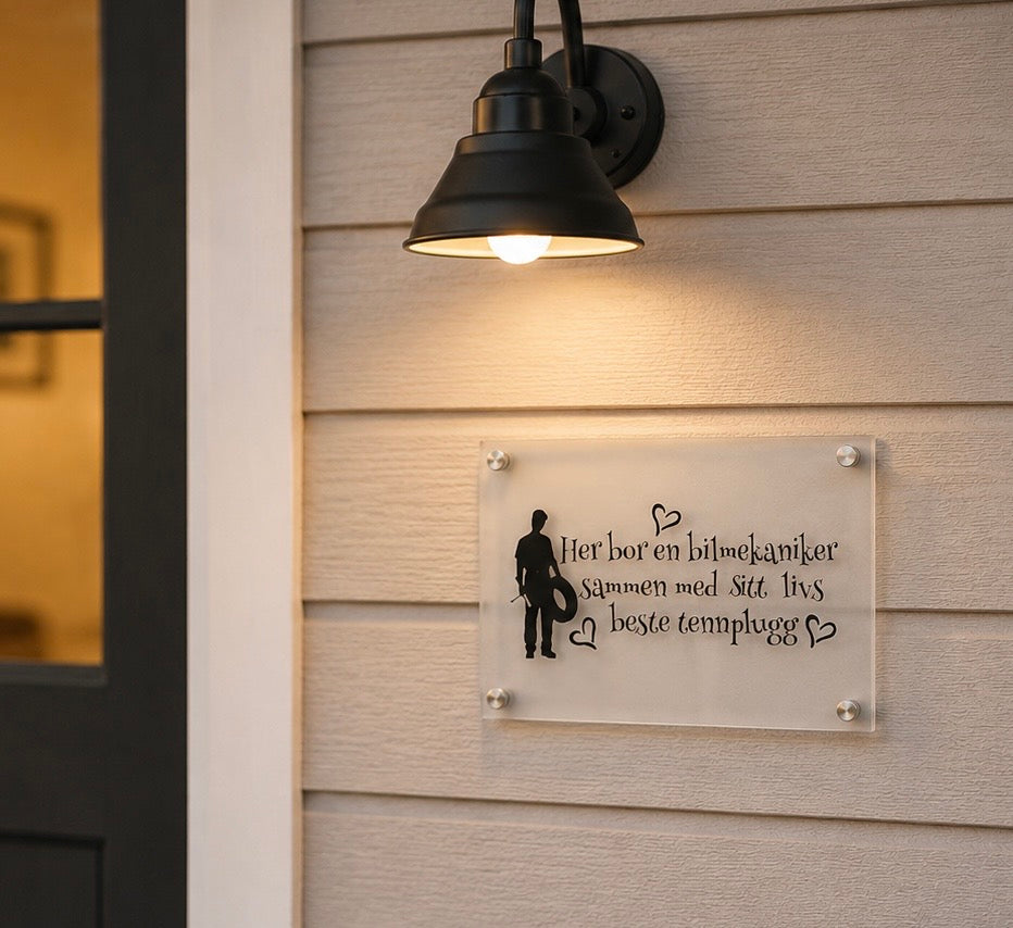 Humoristisk akrylskilt  –  gave til ulike yrker