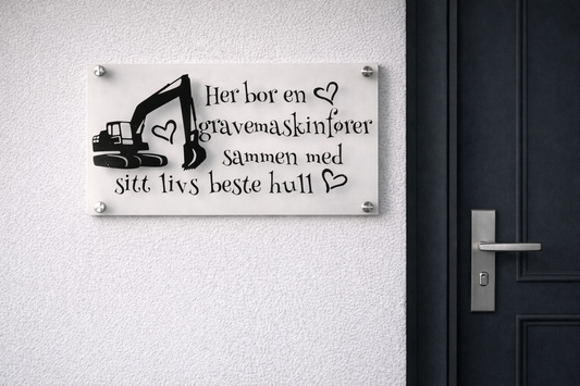 Akrylskilt med humoristisk tekst – til ulike yrker – 2 størrelser