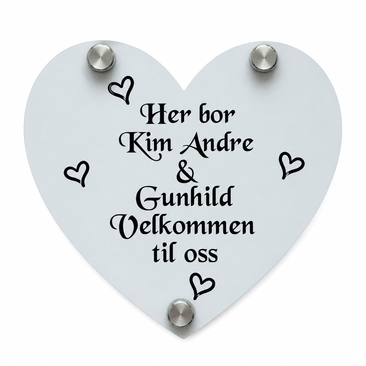 Personlig dørskilt i akryl -  hjerte