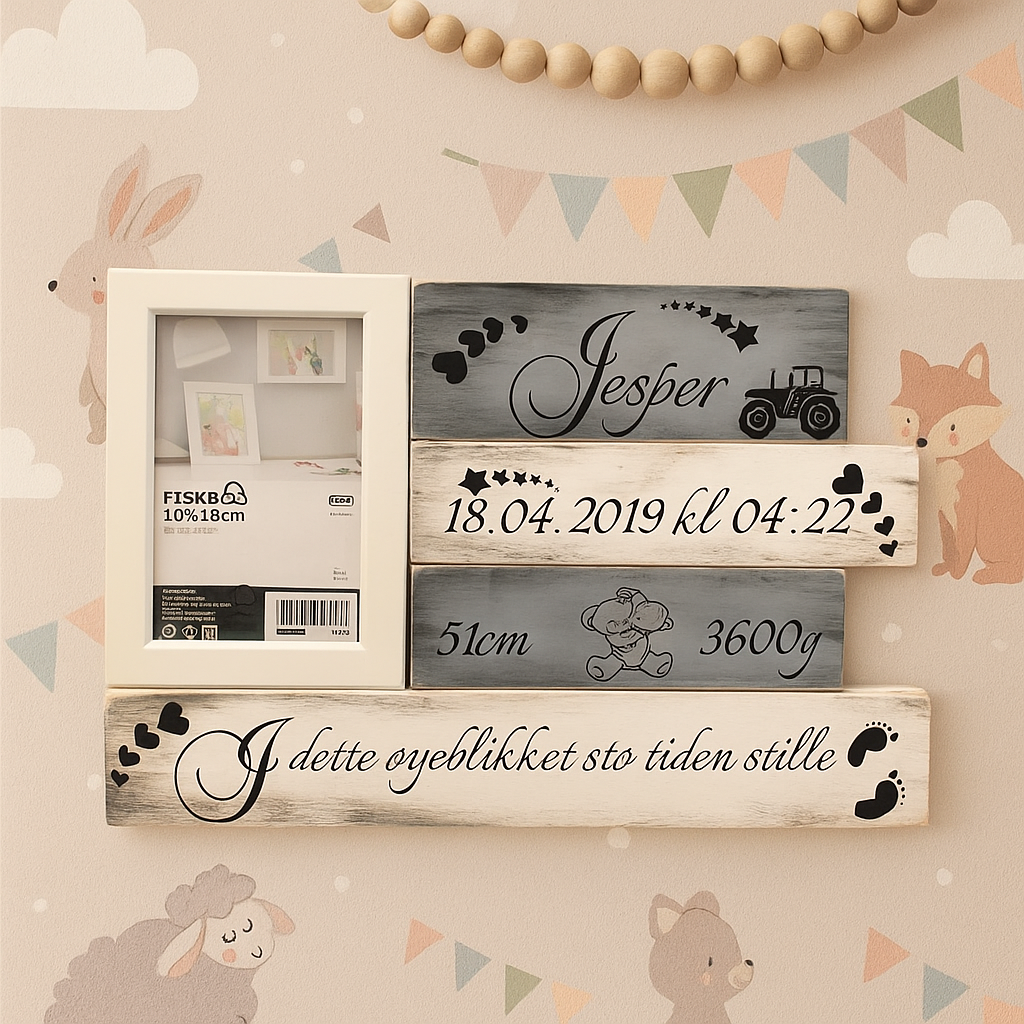 Barneskilt med ramme