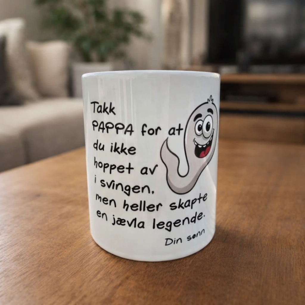 Personlig krus til pappa - morsom gave på kanten