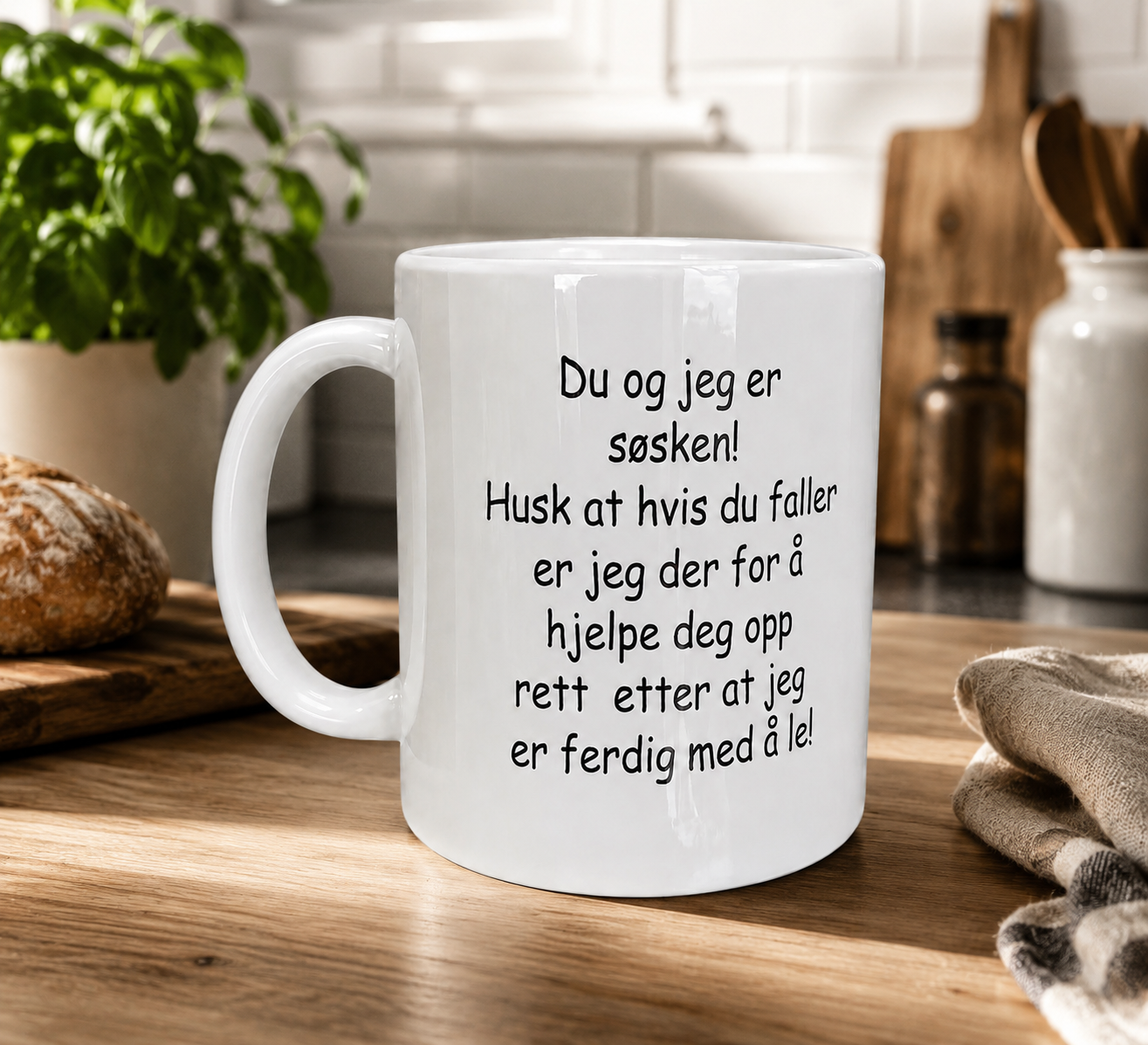 Personlig krus til søster eller bror – med navn