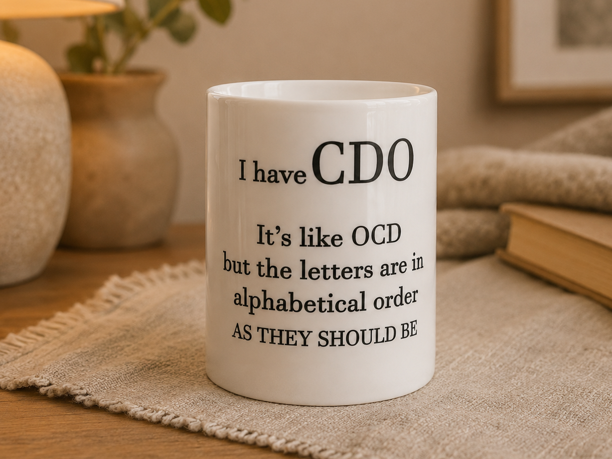 OCD-krus på norsk og engelsk – morsom gave