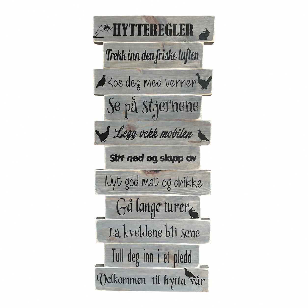 Hytteregler skilt i tre – personlig design