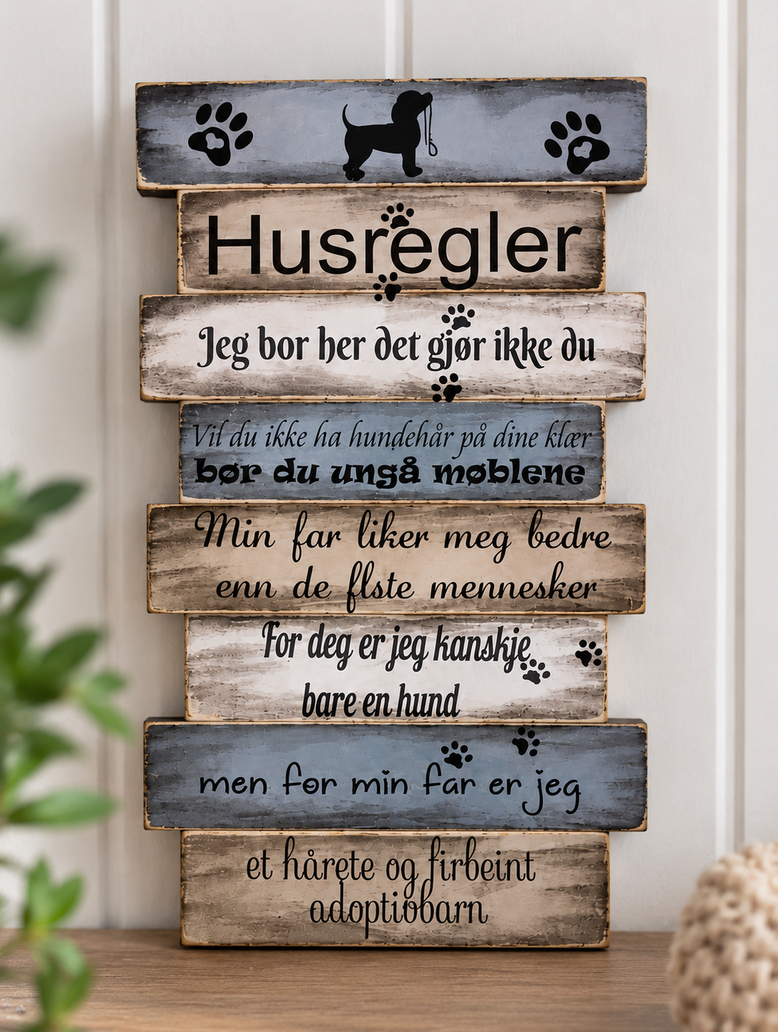 Husregler til hund og katt – personlig treskilt