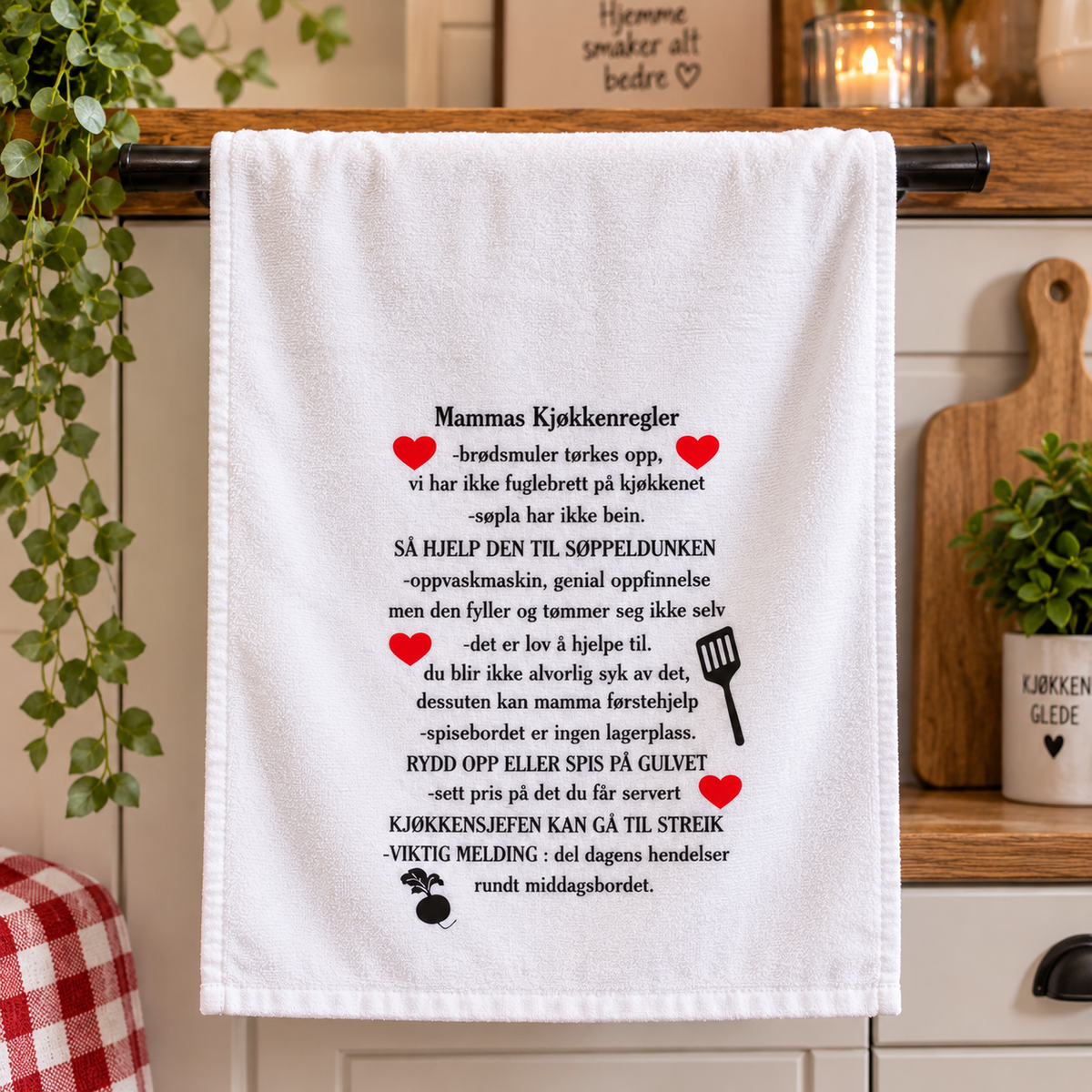 Kjøkkenhåndkle – Mammas kjøkkenregler