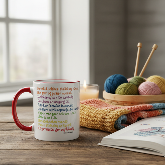 Strikke og heklekopp med fantastisk treffende tekst