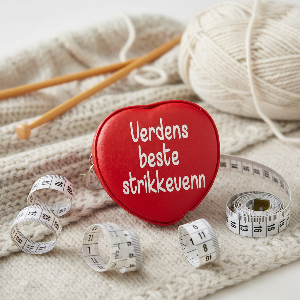 Målbånd med tekst.