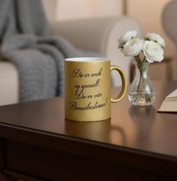 Glitterkopp med egen tekst