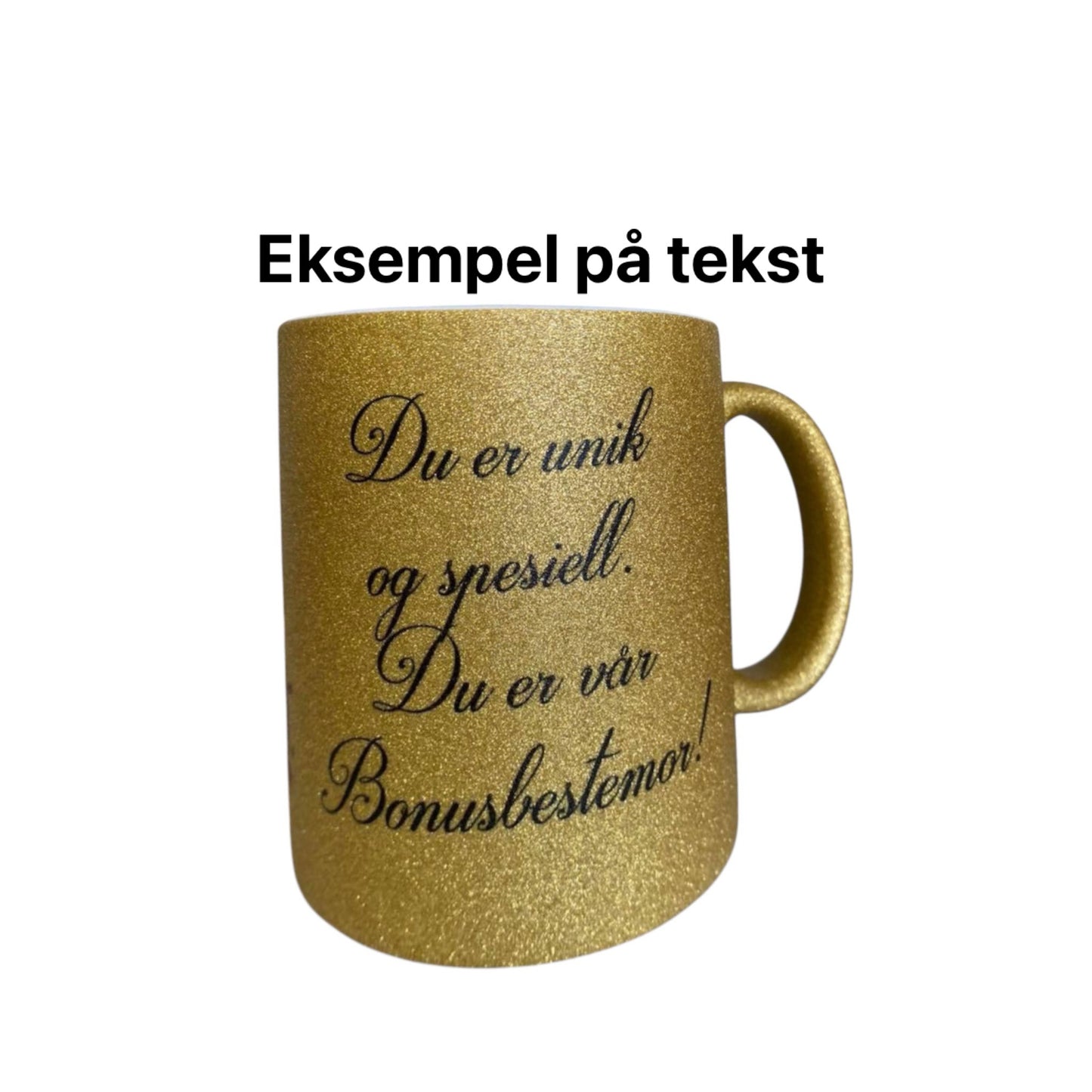 Glitterkopp med egen tekst