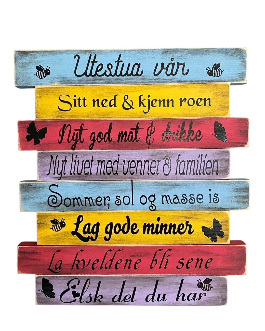 Treskilt til utestua