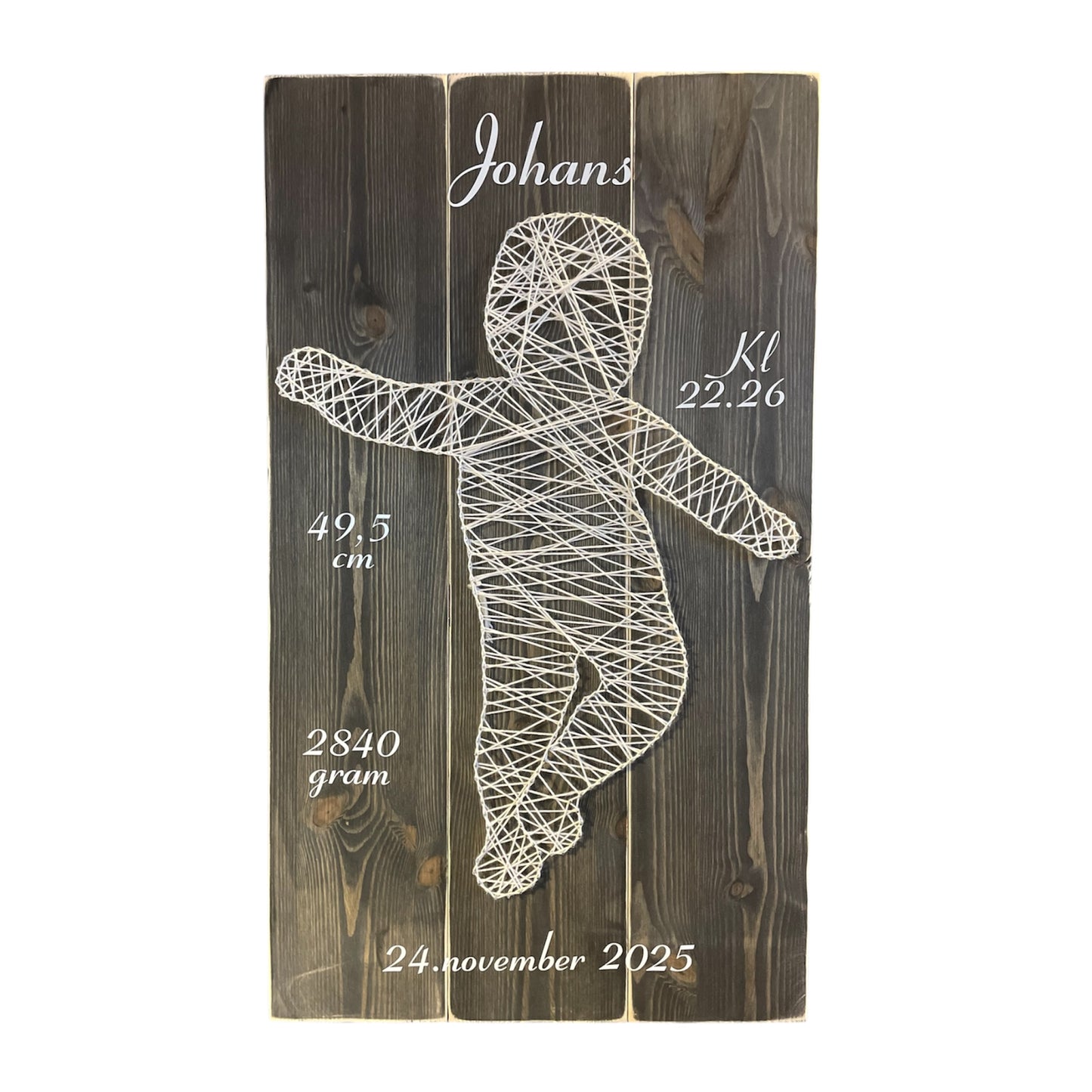 Unik og personlig tråbaby-dekor i ekte størrelse (1:1)