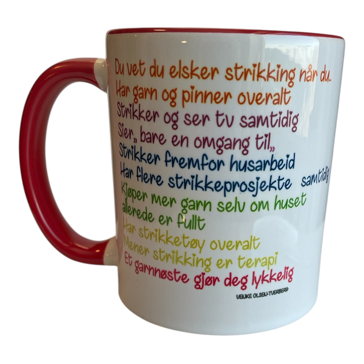 Strikke og heklekopp med fantastisk treffende tekst