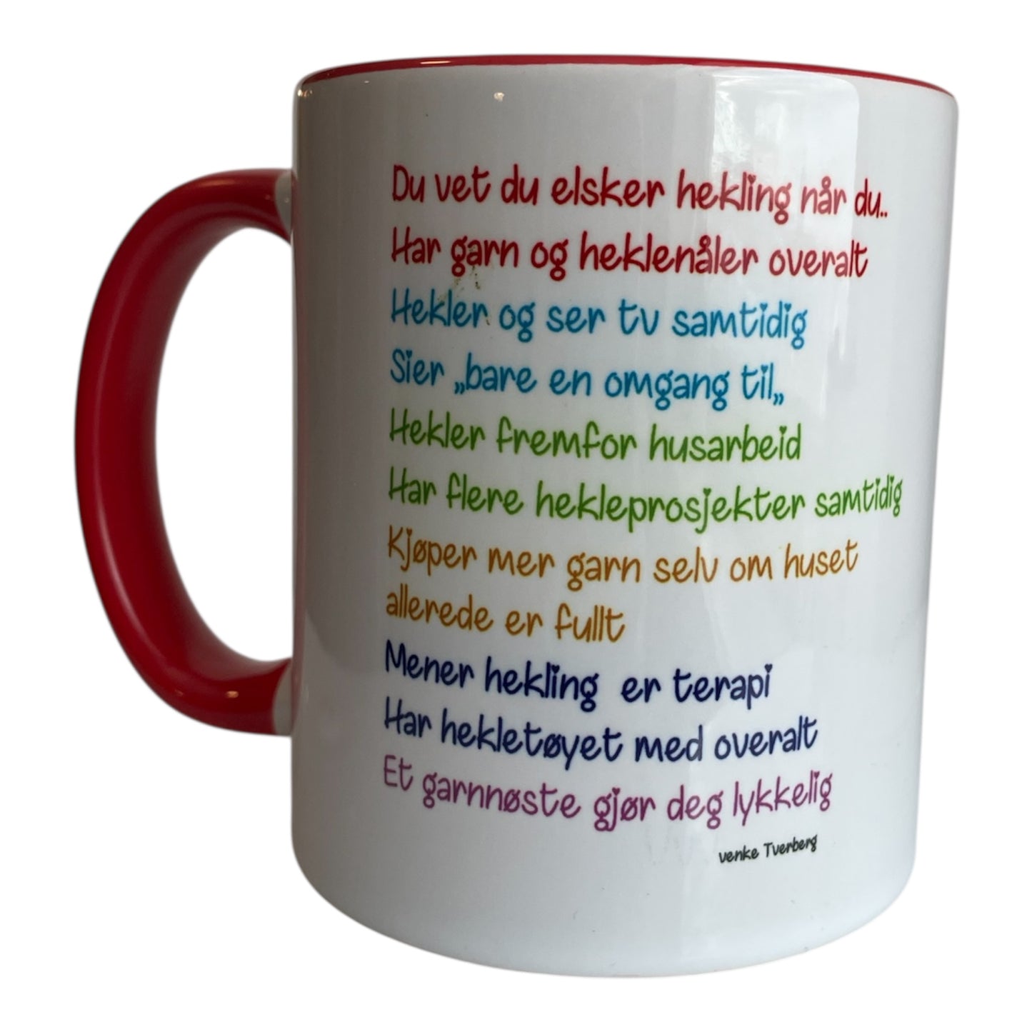 Strikke og heklekopp med fantastisk treffende tekst