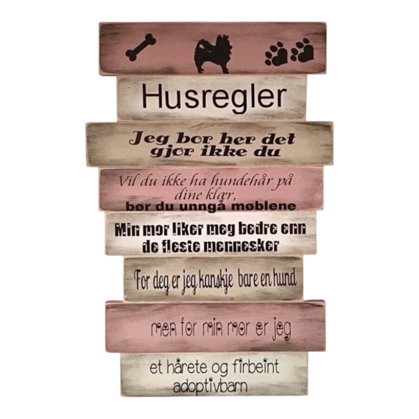 Husregler til hund og katt – treskilt 55x35 cm – personlig