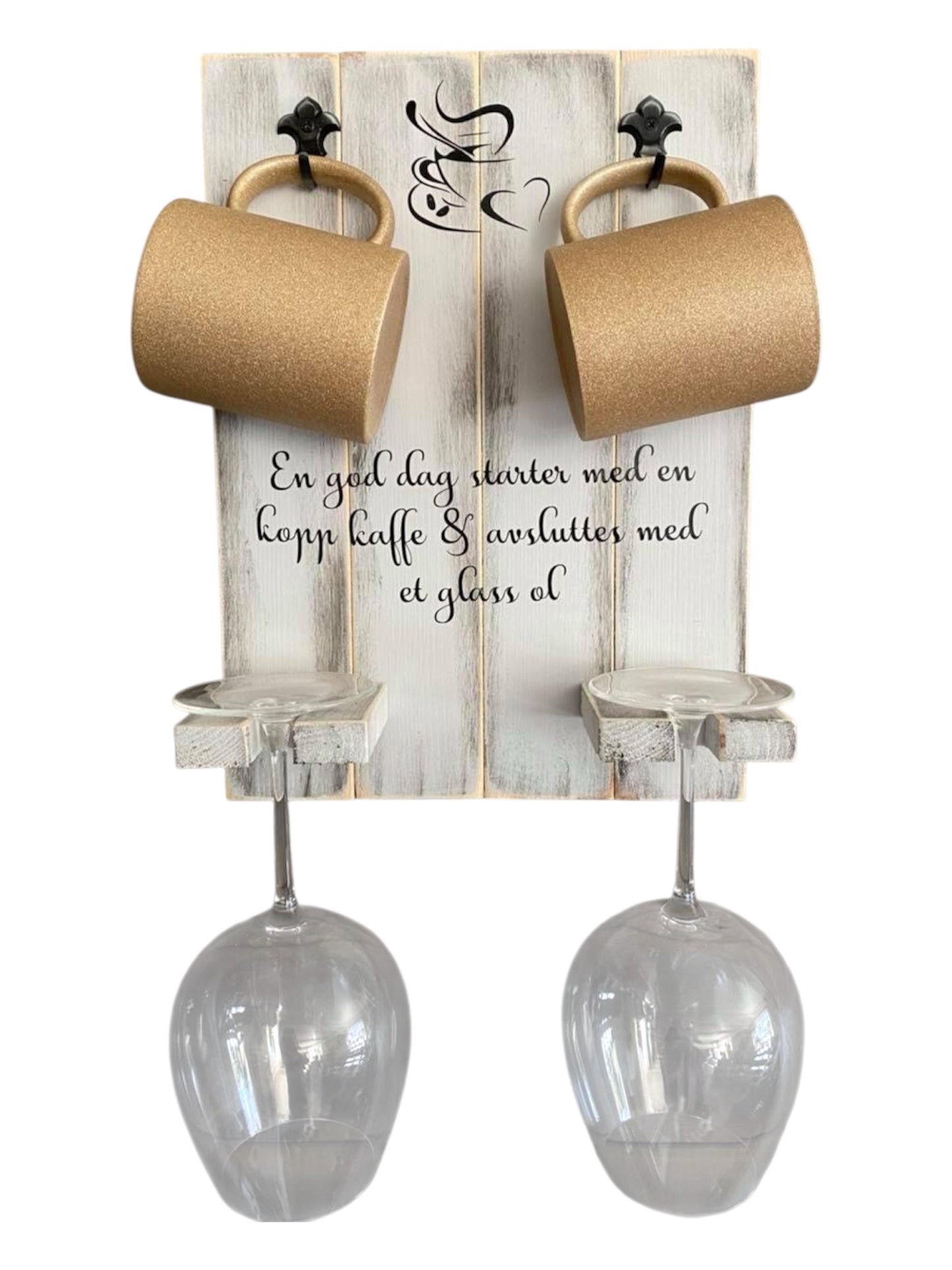 Vin og Kaffe Dekor - Håndlaget Treskilte til Kjøkken og Hytte